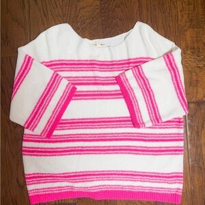 entro White & Hot Pink Striped Sweater